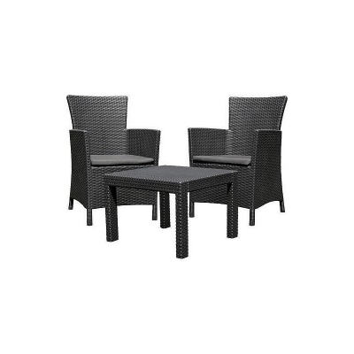 Set mobilier pentru gradina MCT Garden 7332, compus din 1 masa, 2 fotolii, ratan, Grafit