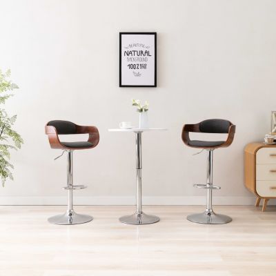 Scaun de bar placaj și material textil gri