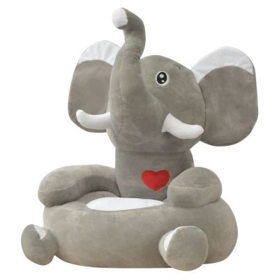Scaun din pluș pentru copii cu model elefant gri