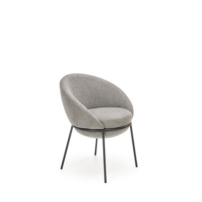 Scaun tapitat cu stofa si picioare metalice, Kai-482 Gri / Negru, l61xA59xH78 cm