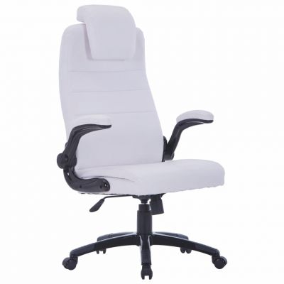 Scaun birou rotativ și reglabil din piele artificială alb