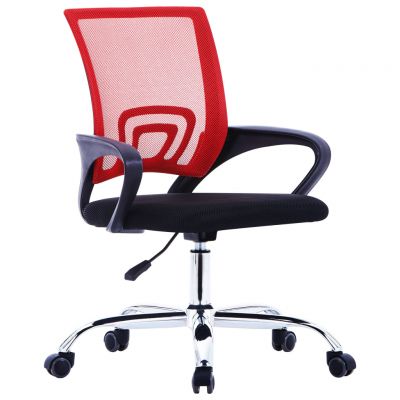 Scaun de birou cu spătar din plasă roșu material textil