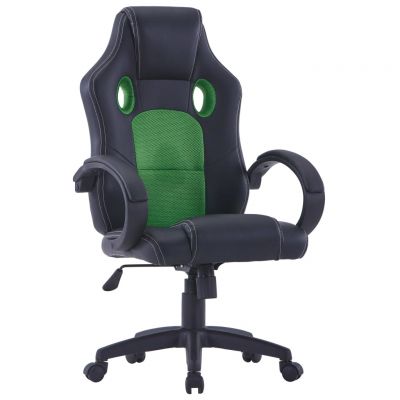 Scaun de gaming verde piele ecologică