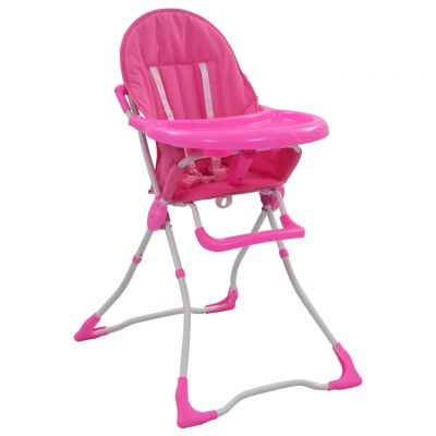 Scaun de masă inalt pentru copii roz și alb