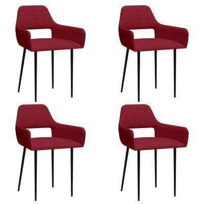 Scaune de bucătărie 4 buc. roșu vin material textil