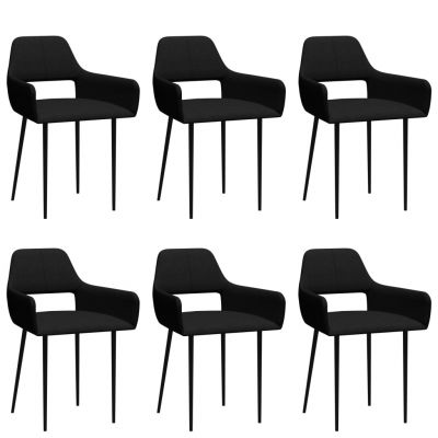 Scaune de bucătărie 6 buc. negru material textil
