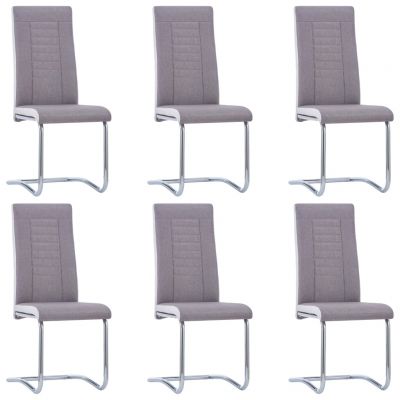 Scaune de bucătărie consolă 6 buc gri taupe material textil