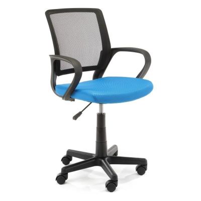 Scaun de birou pentru copii, rotativ, albastru si negru, max 100 kg, 53x56.5x81/93 cm