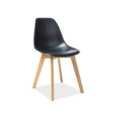Scaun din plastic si lemn Moris negru – H 85 cm