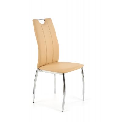 Scaun tapitat cu piele ecologica, cu picioare metalice Kai-187 Bej / Crom, l46xA56xH97 cm