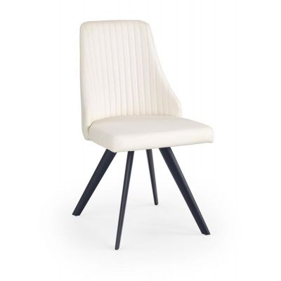 Scaun tapitat cu piele ecologica si picioare metalice Kai-206 Alb / Negru, l48xA58xH87 cm