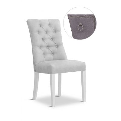 Scaun tapitat cu stofa si picioare din lemn, Lord II Velvet Argintiu / Alb, l51xA62xH100 cm