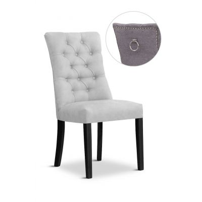 Scaun tapitat cu stofa si picioare din lemn, Lord II Velvet Argintiu / Negru, l51xA62xH100 cm