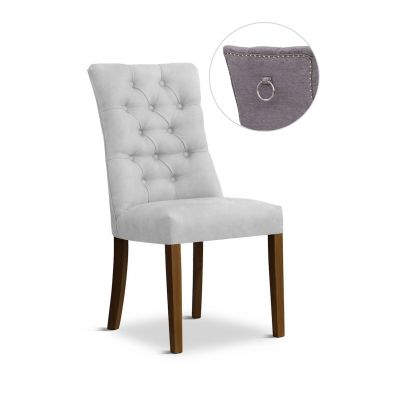 Scaun tapitat cu stofa si picioare din lemn, Lord II Velvet Argintiu / Nuc, l51xA62xH100 cm