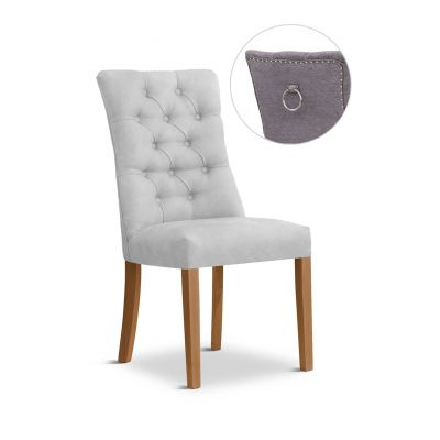 Scaun tapitat cu stofa si picioare din lemn, Lord II Velvet Argintiu / Stejar, l51xA62xH100 cm