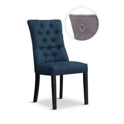 Scaun tapitat cu stofa si picioare din lemn, Lord II Velvet Bleumarin / Negru, l51xA62xH100 cm