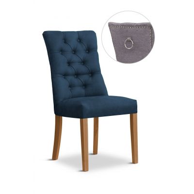 Scaun tapitat cu stofa si picioare din lemn, Lord II Velvet Bleumarin / Stejar, l51xA62xH100 cm