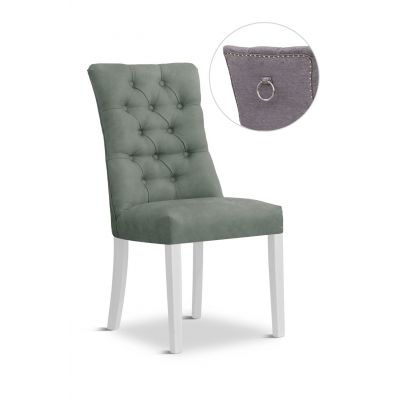 Scaun tapitat cu stofa si picioare din lemn, Lord II Velvet Gri / Alb, l51xA62xH100 cm