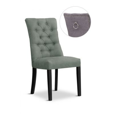 Scaun tapitat cu stofa si picioare din lemn, Lord II Velvet Gri / Negru, l51xA62xH100 cm