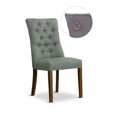 Scaun tapitat cu stofa si picioare din lemn, Lord II Velvet Gri / Nuc, l51xA62xH100 cm