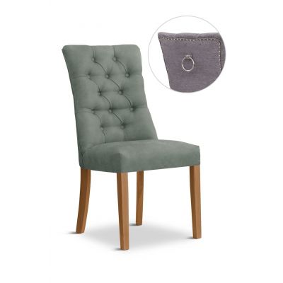 Scaun tapitat cu stofa si picioare din lemn, Lord II Velvet Gri / Stejar, l51xA62xH100 cm