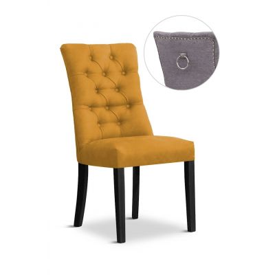 Scaun tapitat cu stofa si picioare din lemn, Lord II Velvet Mustariu / Negru, l51xA62xH100 cm