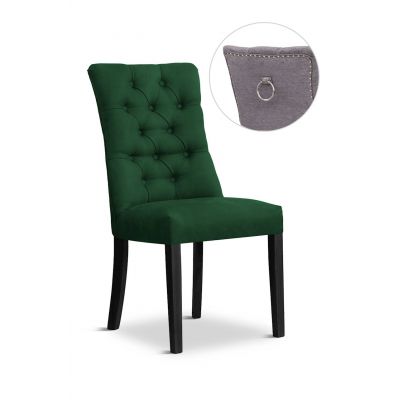 Scaun tapitat cu stofa si picioare din lemn, Lord II Velvet Verde / Negru, l51xA62xH100 cm