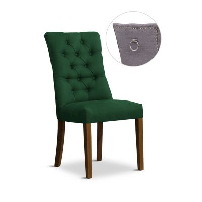 Scaun tapitat cu stofa si picioare din lemn, Lord II Velvet Verde / Nuc, l51xA62xH100 cm