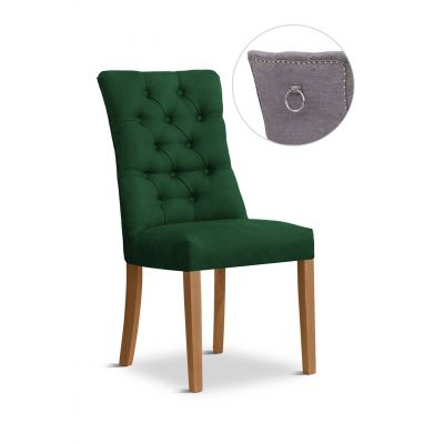 Scaun tapitat cu stofa si picioare din lemn, Lord II Velvet Verde / Stejar, l51xA62xH100 cm