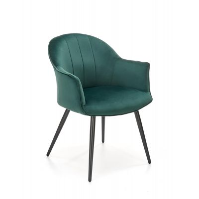Scaun tapitat cu stofa si picioare metalice, Kai-468 Velvet Verde Inchis / Negru, l67xA62xH84 cm