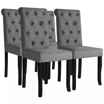 Scaune de bucătărie 4 buc. gri inchis material textil