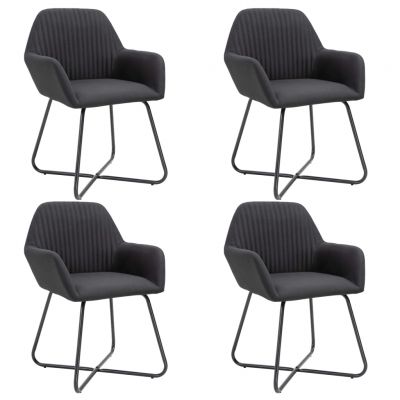 Scaune de bucătărie 4 buc. negru material textil