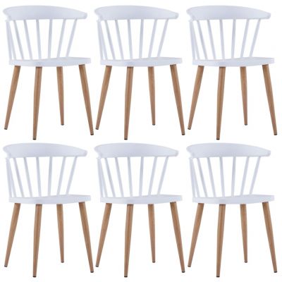 Scaune de bucătărie 6 buc. alb plastic