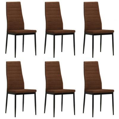 Scaune de bucătărie 6 buc. maro material textil
