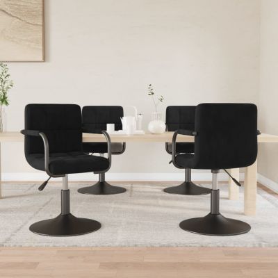 vidaXL Scaune de masă pivotante, 4 buc., negru, catifea