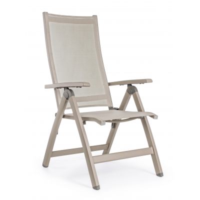 Fotoliu fix pentru gradina / terasa, din aluminiu si material textil, Victor Grej, l59xA71xH113 cm