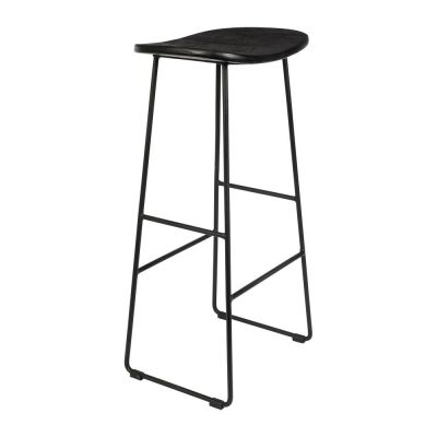 Scaun de bar negru din lemn de tec (înălțime șezut 76 cm) Tangle – White Label