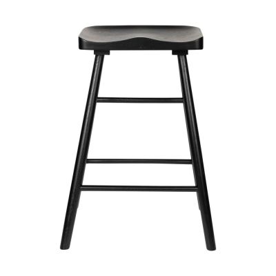 Scaun de bar negru din lemn masiv de stejar 64 cm Vander – White Label Scaun de bar negru din lemn masiv de stejar 64 cm Vander – White Label