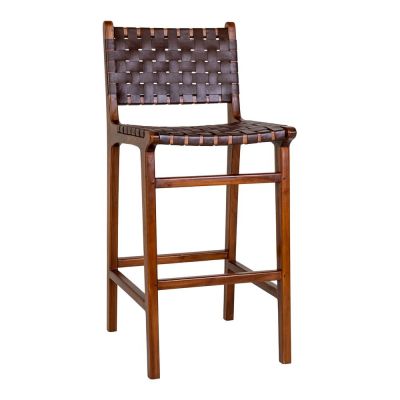 Scaun de bar negru/maro lemn masiv de tec 101 cm Perugia – House Nordic