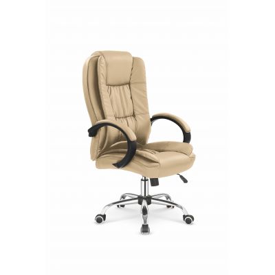 Scaun de birou directorial tapitat cu piele ecologica Rowan Bej, l64xA75xH110-118 cm