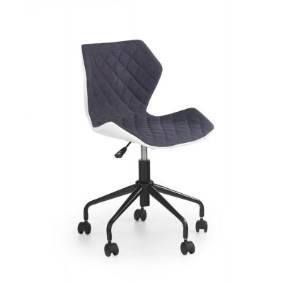 Scaun de birou pentru copii, tapitat cu piele ecologica si stofa, Maxie Gri / Alb, l48xA53xH78-88 cm