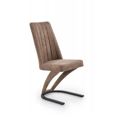 Scaun tapitat cu piele ecologica, cu picioare metalice Kai-338 Maro, l46xA61xH98 cm