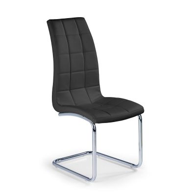Scaun tapitat cu piele ecologica si picioare metalice, Kai-147 Negru / Crom, l42xA55xH103 cm