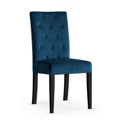 Scaun tapitat cu stofa si picioare din lemn, Orlando Bleumarin / Negru, l46xA65xH102 cm