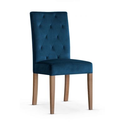 Scaun tapitat cu stofa si picioare din lemn, Orlando Bleumarin / Stejar, l46xA65xH102 cm