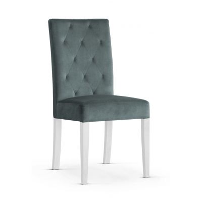 Scaun tapitat cu stofa si picioare din lemn, Orlando Gri / Alb, l46xA65xH102 cm