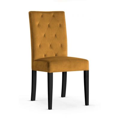 Scaun tapitat cu stofa si picioare din lemn, Orlando Mustariu / Negru, l46xA65xH102 cm