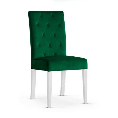 Scaun tapitat cu stofa si picioare din lemn, Orlando Verde / Alb, l46xA65xH102 cm