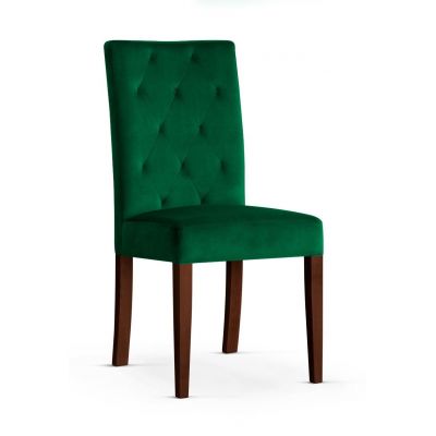 Scaun tapitat cu stofa si picioare din lemn, Orlando Verde / Nuc, l46xA65xH102 cm