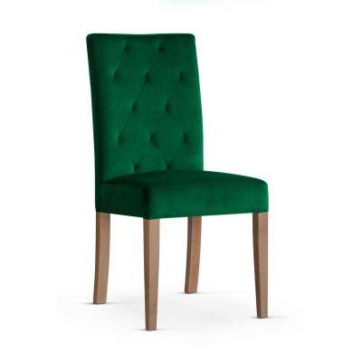 Scaun tapitat cu stofa si picioare din lemn, Orlando Verde / Stejar, l46xA65xH102 cm